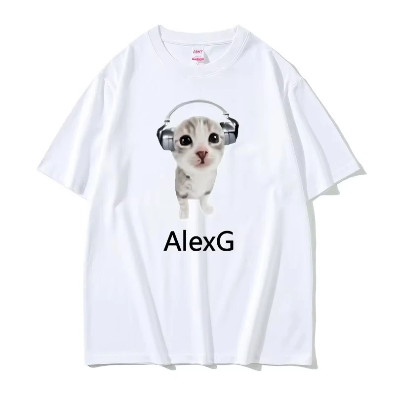 Camiseta de cantante Alex G, camiseta con bonito gato divertido con auriculares, camiseta con estampado gráfico de Meme, camiseta informal de moda Harajuku para verano para hombres y mujeres