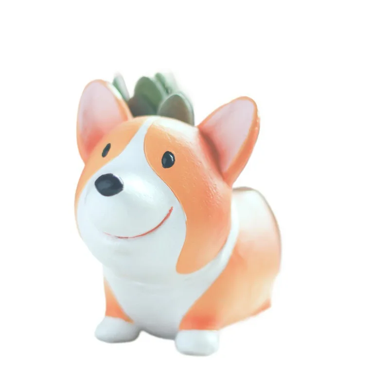 Corgi Planter Resin Crafts– Adorable Home Garden Decor, Cute Corgi Flower Pot Ornament