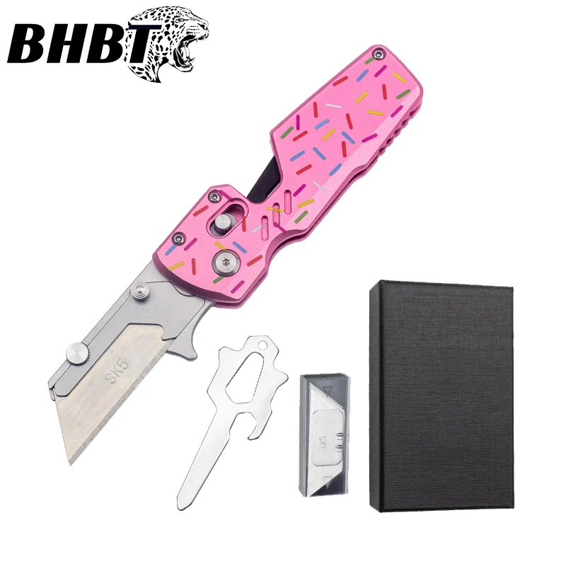 

BHBT Мини-складной нож Премиум розовые карманные ножи EDC Box Cutter Универсальный нож со сменными лезвиями 5 шт.