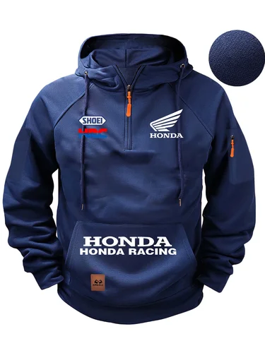 Imagen 1 del producto Nueva sudadera con capucha Honda para hombre con cremallera multibolsillo Jersey suelto ropa de moda de otoño de talla grande