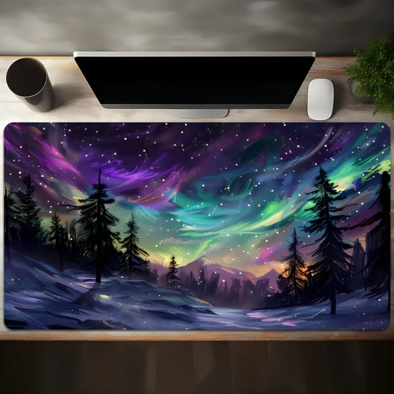 

Large Gaming Mouse Pad, North Star Aurora Design, Anti-slip Rubber Base, Suitable, Office, Expansion Keyboard Pad