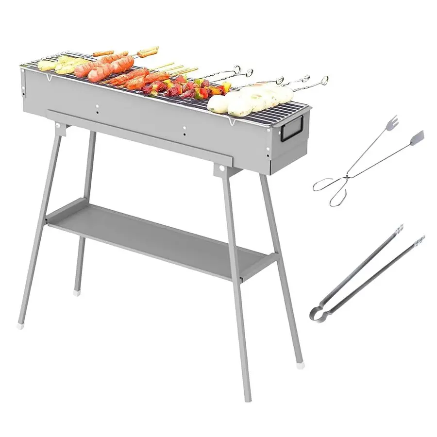 

Charcoal Grills, Stainless Steel BBQ Grill with Foldable Stand Adjustable Air Vents, Kebab Skewer BBQ Barbecue Grill Kit for Gar