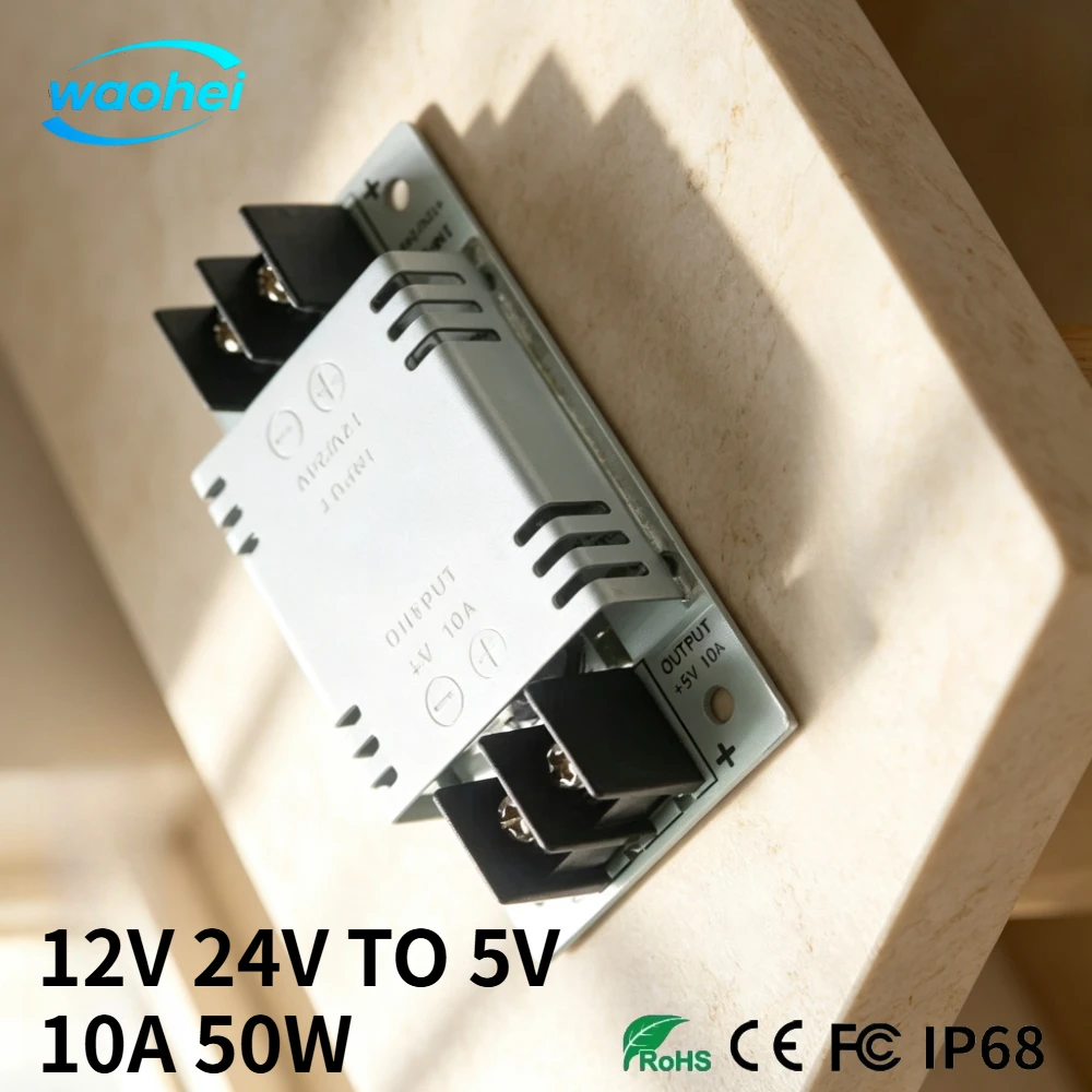DC 12V-24V to 5V 10A 50W Buck Power Converter Voltage Regulator Mini PCBA Module Step Down Power Supply For Car Accumulator CE