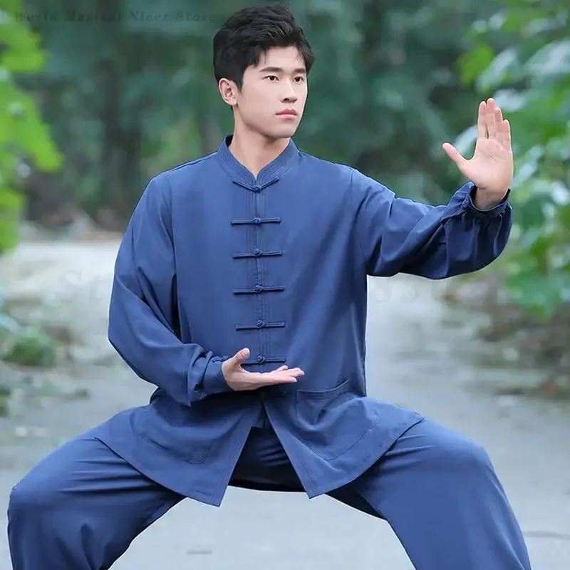 

Традиционный китайский костюм Тан, костюм ушу, кунг-фу, новая тренировочная форма для тай-чи, мужская одежда для утренних упражнений, одежда для боевых искусств