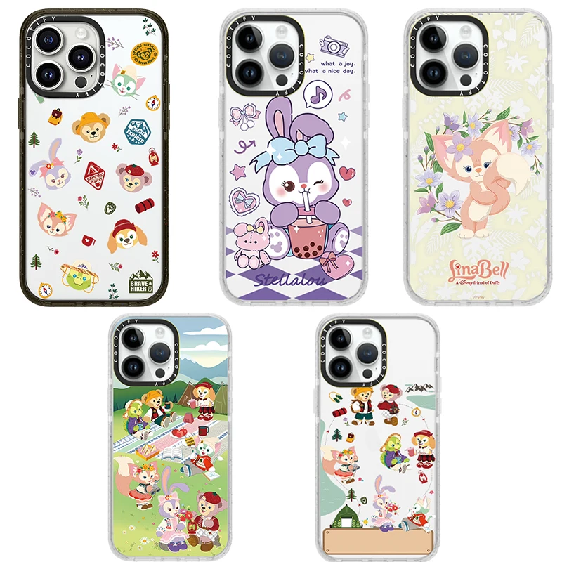 Disney Duffy LinaBell ShellieMay Phone Case for iPhone 12 13 14 15 16 Pro Max Plus 16pro 15pro StellaLou picnic Acrylic Cover