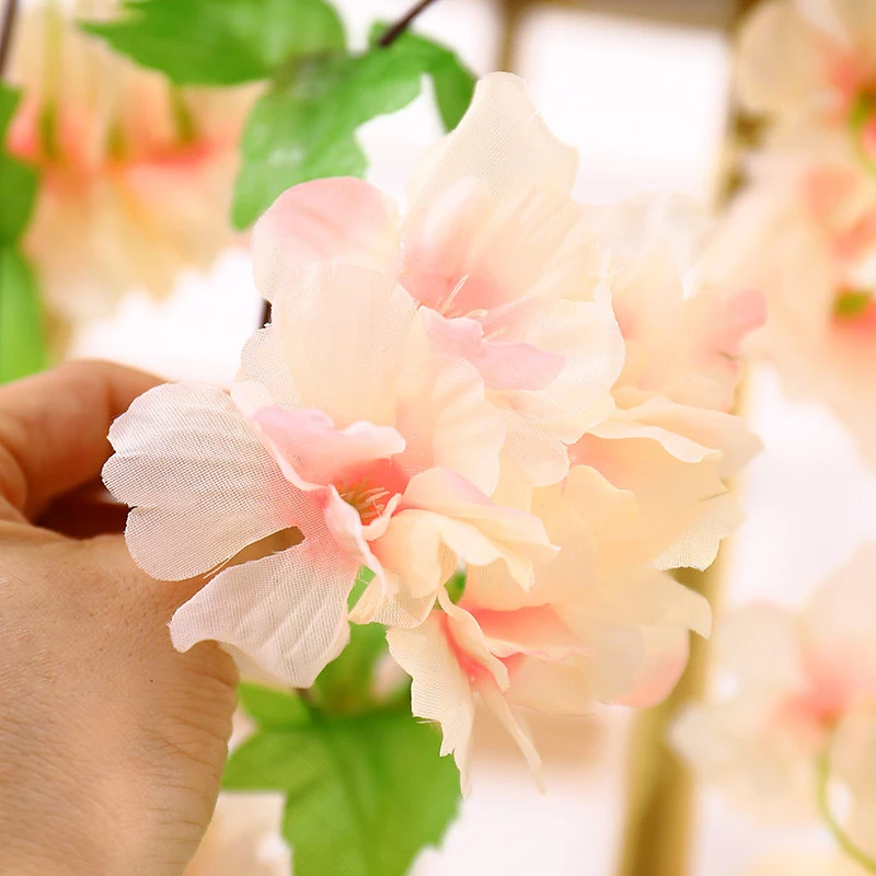 Künstliche Blumen 220 cm Kirschblüten-Ranke Garten- und Heimdekoration Tischdeko-Accessoires Hochzeits-Efeu-Girlande Bogen für Innen- und Außenbereich – Detail 7