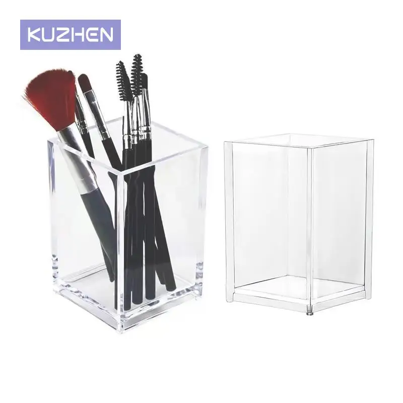 Makyaj organizatör plastik kozmetik tutucu masası kozmetik saklama kabı için makyaj fırçası Pot depolama akrilik