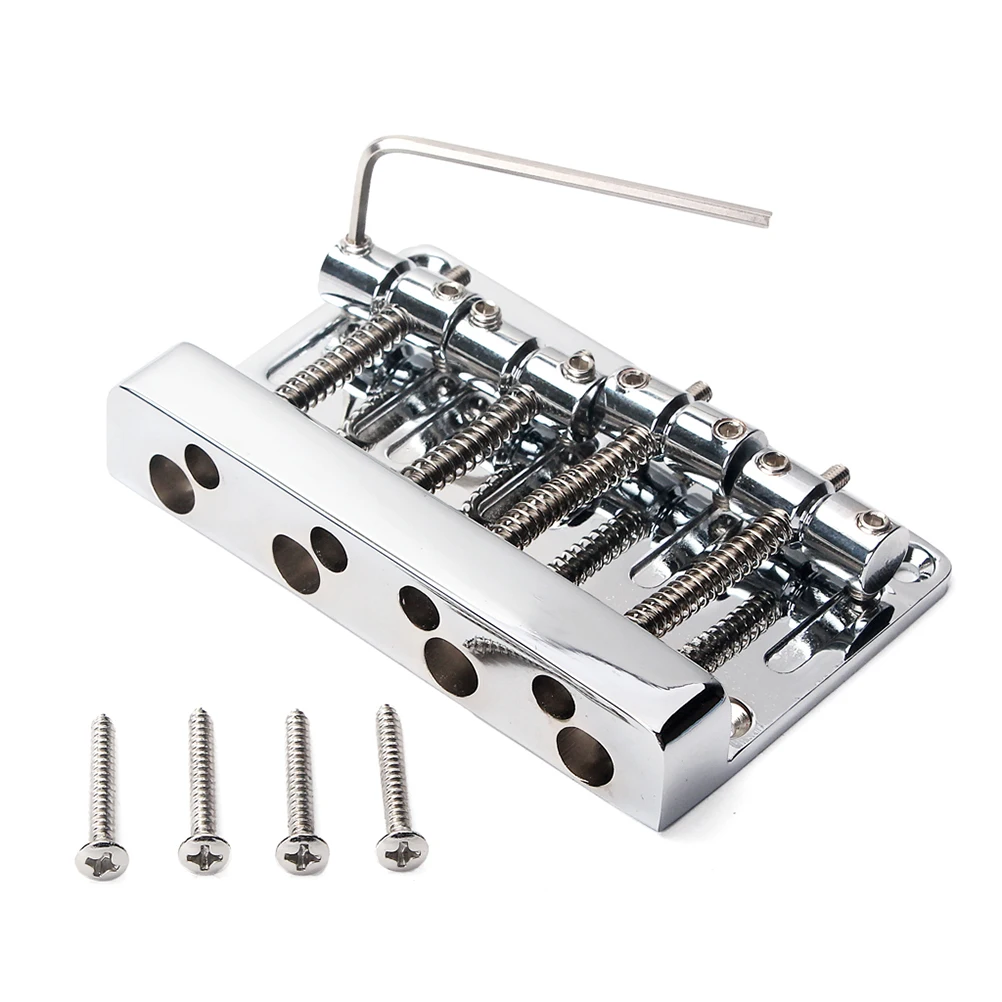 

GA1007 Metal 4 String Bass Bridge Vintage Style Bridge for Guitar with 4 Screws Wrench (Silver)