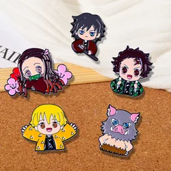 5 Pcs Demon Slayer Cute Animation Cos Canvas Character Badge Brooch Trend Anime Badge Accessories Enamel Pin Jewellery Wholesale