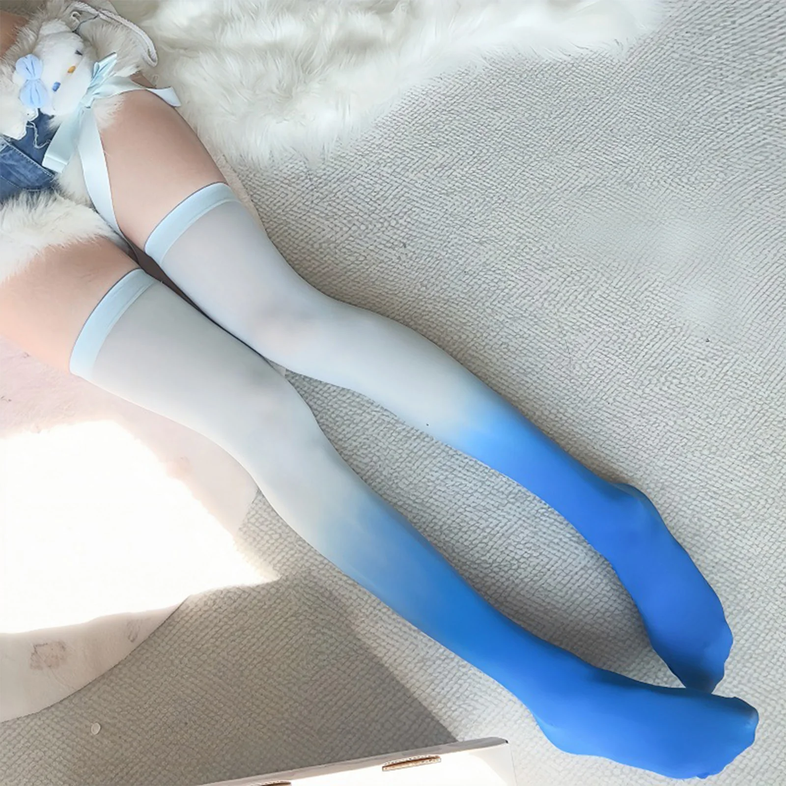 

Sexy Gradient Color Stocking Women's Stocking Candy Color Tight Thin Transparent Summer Hotsale Lolita Long Over Knee Material