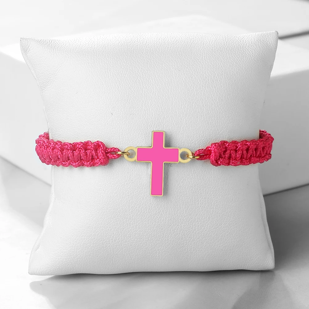 More Color Jesus Cross Pendant Braided Bracelet Women Men Handmdae Healing Couple Bangles Friendship Pulsera Jewelry Gift
