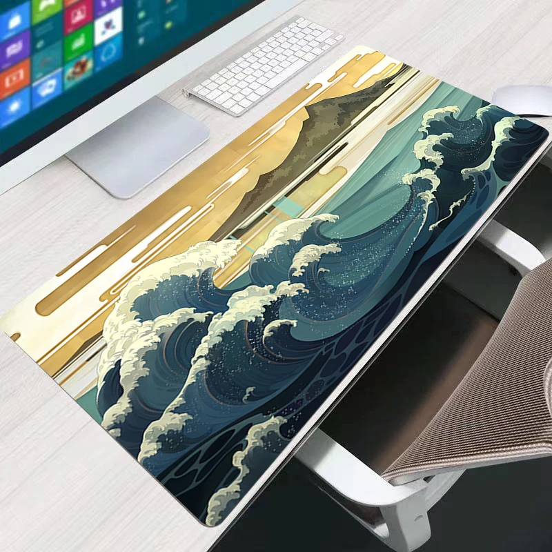 Oversized Waves Mouse pad Gamer Essential Computer Desk Mat Lockedge Gaming Keyboard pad E-sports Players Mousepad For Best Gift