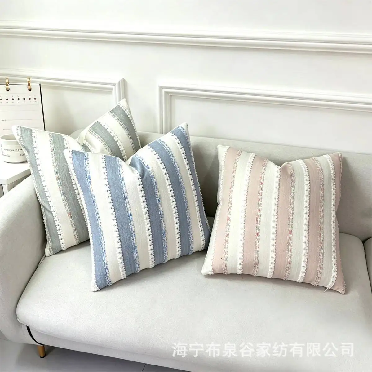 Gestreifter Plüsch-Kissenbezug im modernen minimalistischen Stil, Baumwolle und Leinen, weicher Boho-Nordic-Dekokissenbezug für Sofa, Bett, Heimdekoration – Detail 5