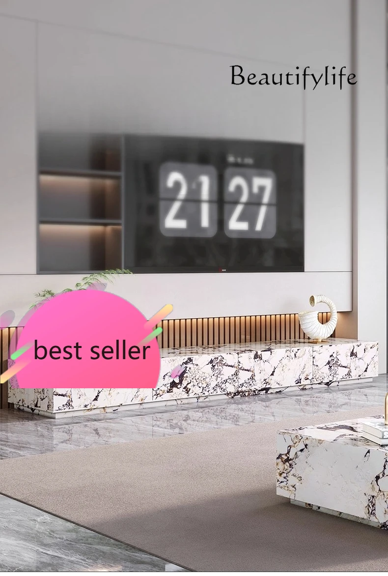 

TV Cabinet Living Room Black Italian Minimalist Premium Wall Floor Cabinet Slate Floor TV Cabinet