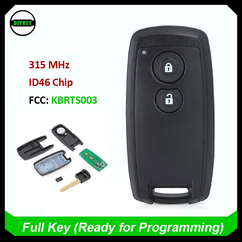 

Ключ DIYKEY для Suzuki SX4 Grand Vitara 2007-2011, 2-кнопочный умный ключ, 315 МГц, чип ID46, FCC: KBRTS003 + необработанный вставной ключ