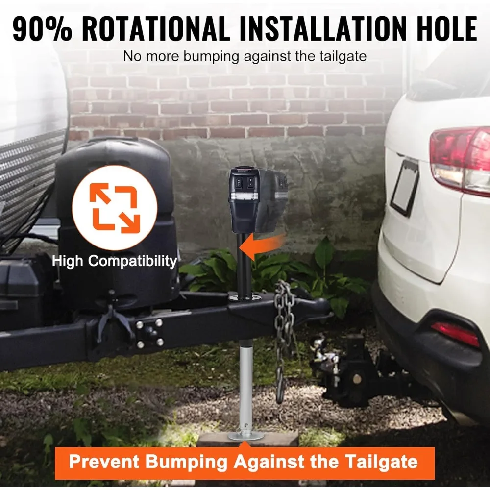 Gato eléctrico para remolque, capacidad de 4000 libras, altura ajustable con cubierta impermeable para vehículos recreativos y remolques utilitarios