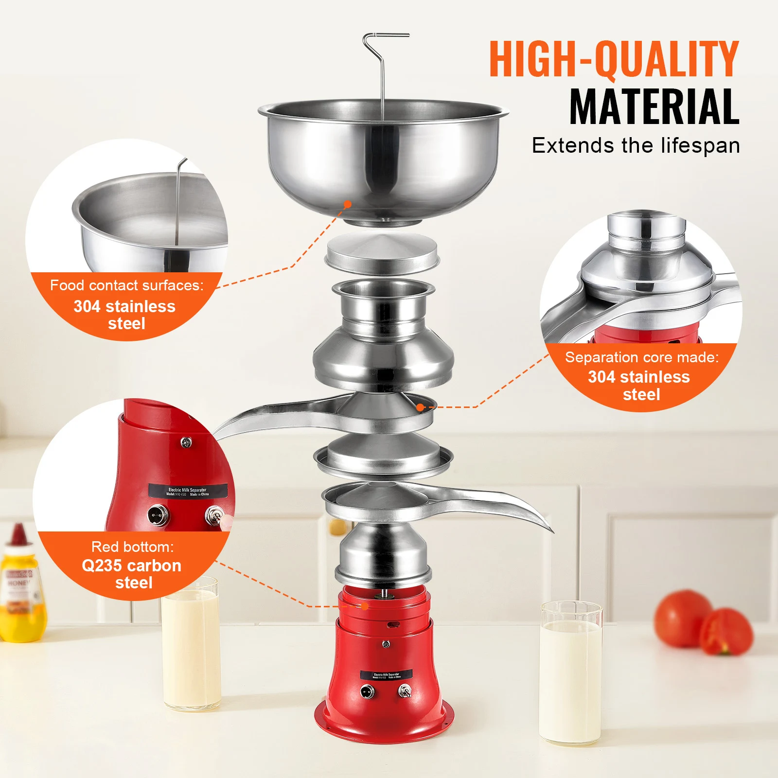Succebuy 100L นมครีมแรงเหวี่ยงแยก 304 สแตนเลสสตีลแยกครีมไฟฟ้าสําหรับ Home