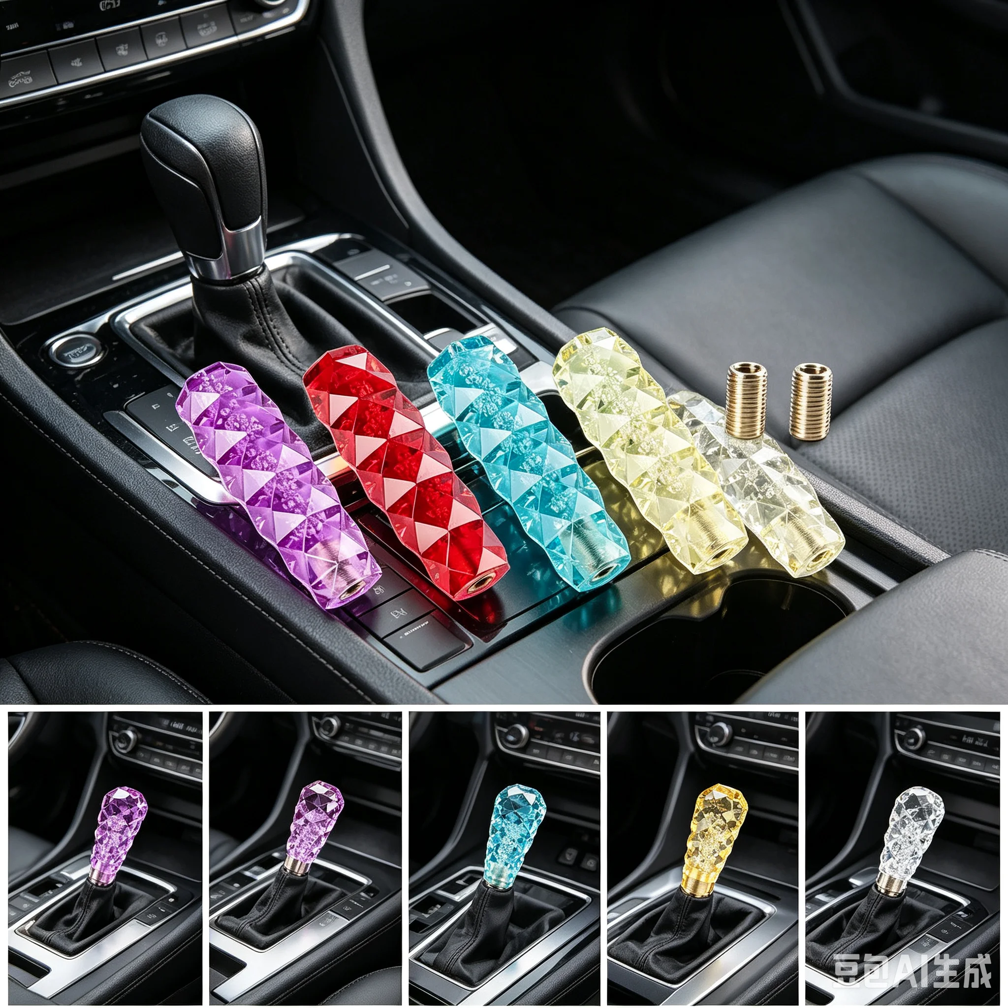 Car Manual Gear Shift Knob Head Stick Crystal Transparent Bubble Purple Blue Throw Shifter Lever 10CM