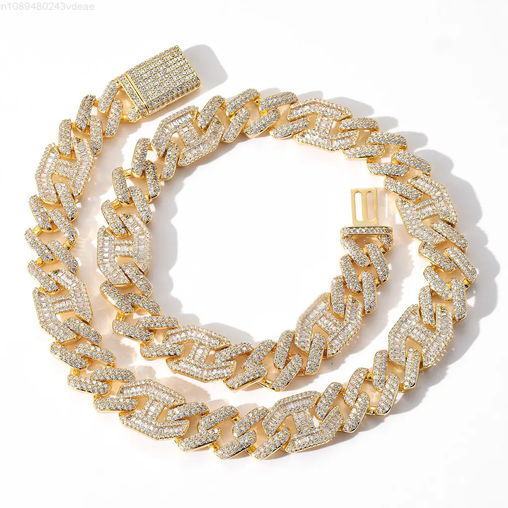 

BES 15mm High Quality Heavy Copper 2 Row Zircon Miami Cuban Link Chain Necklace Bracelet Rapper New Arrival Men Jewelry