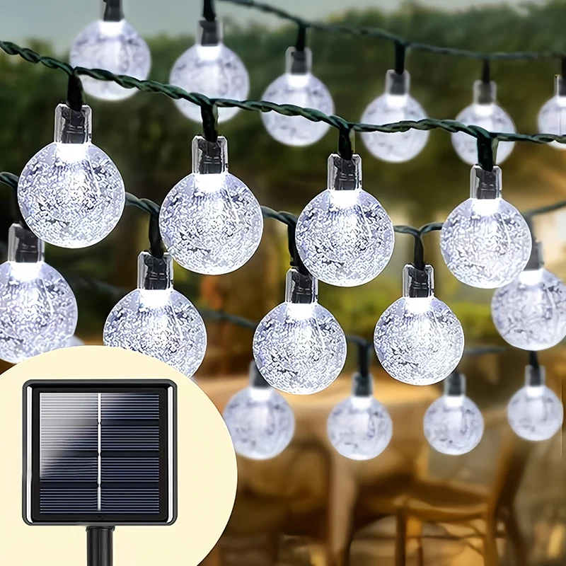 

Solar Outdoor Fairy Lights LED Crystal Ball Bubble String Flashing Lights Waterproof Garden Courtyard Decorations