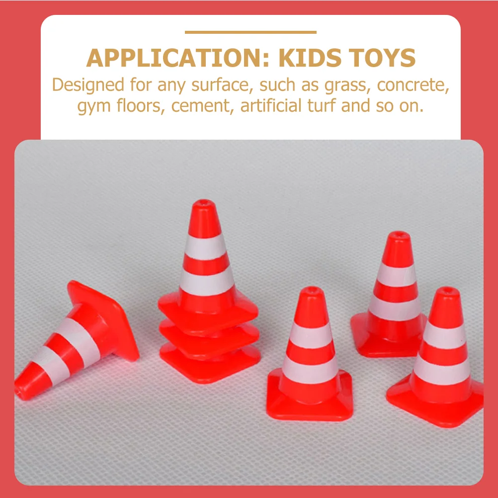 24 Pcs Road Sign Barricade Toy Roadblock Traffic Cone Puppet Light Plastic Mini Signs Toys