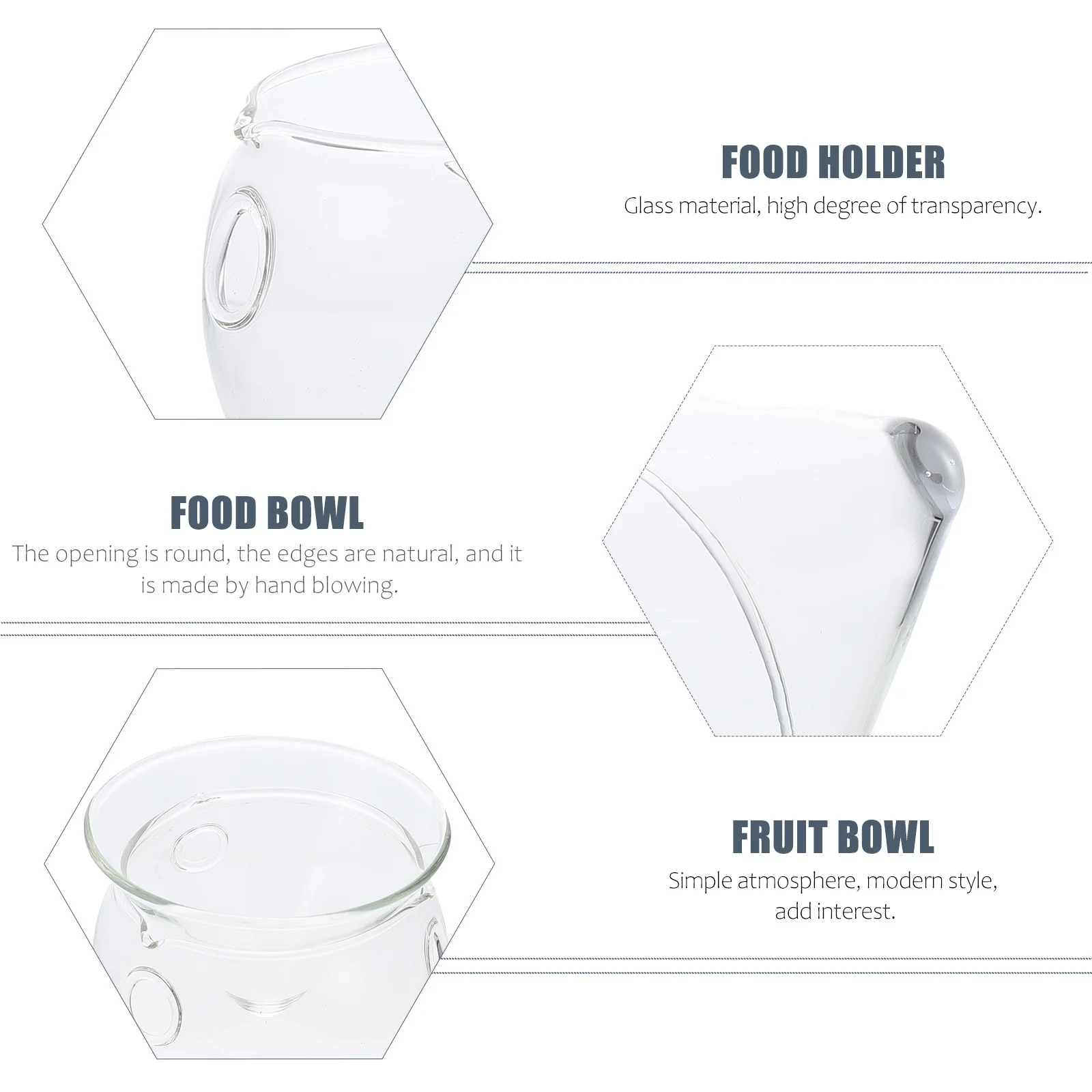 

1Pcs Transparent Glass Bowl Thick Food Holder Salad Fruit Vegetable Storage Household Kitchen Supply Food Holder