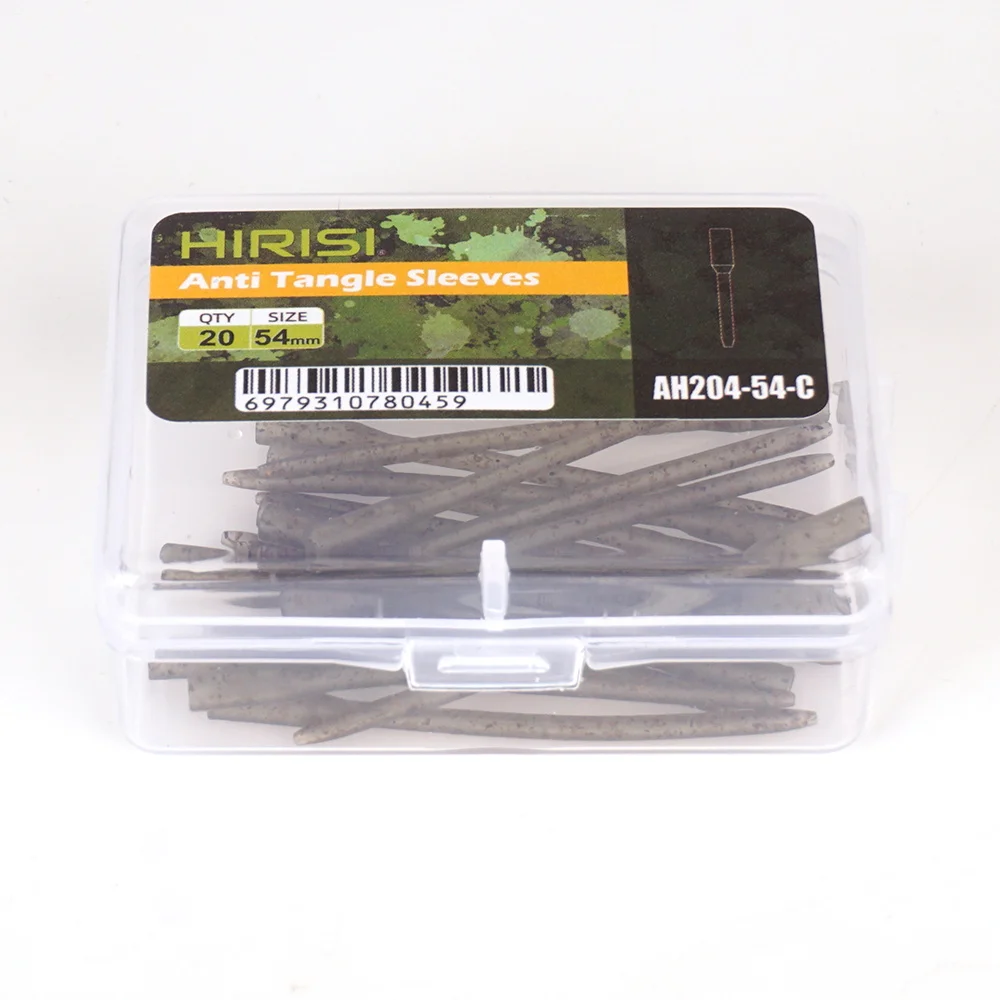 Hirisi AH204 20 stuks karpervissen anti-klit sleeves 54mm camouflage bruine rubberen haaklijn sleeves voor Ronnie Rig karpertackle