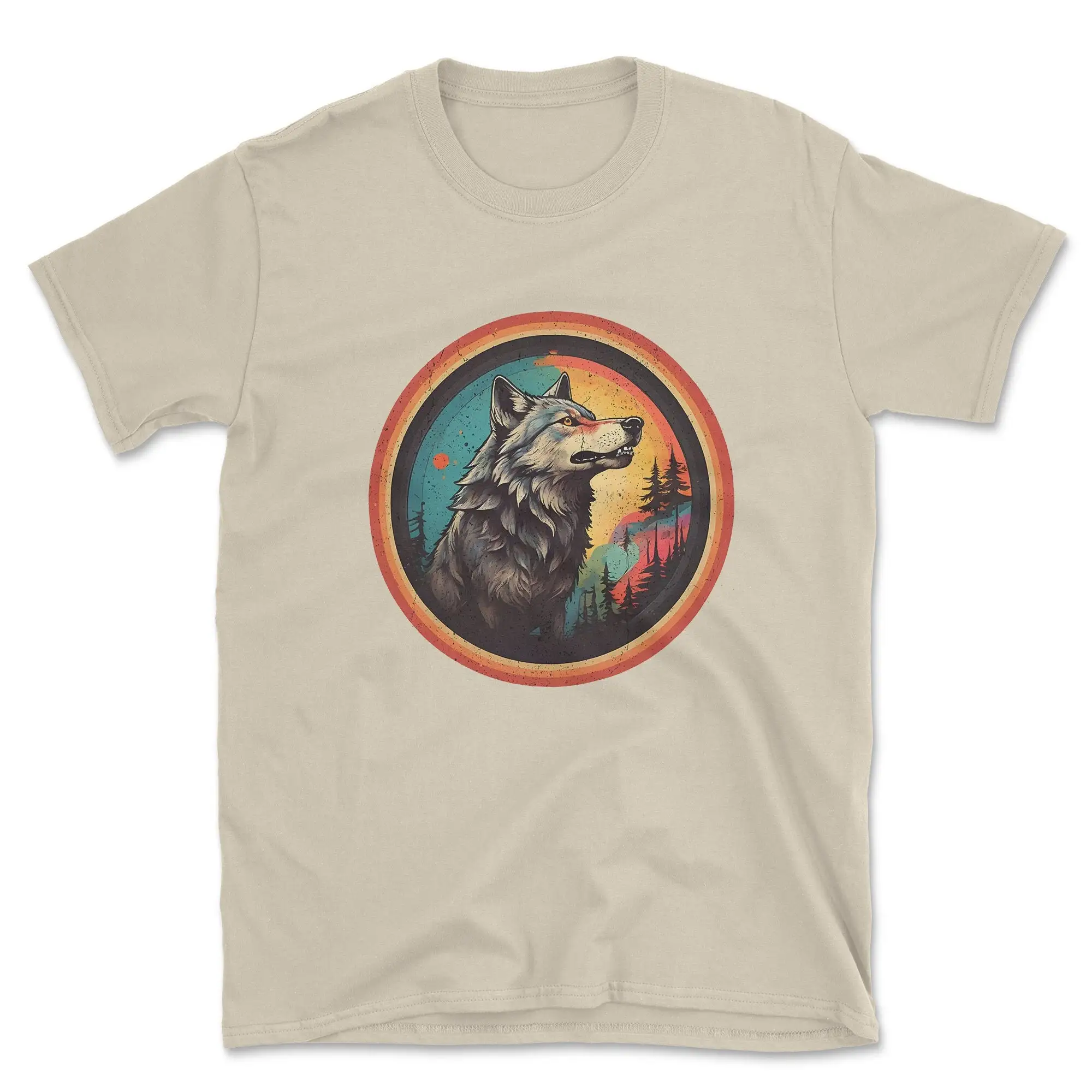 Howling Wolf T Shirt Retro Sunset Nature Scene Perfect for Lovers Unique Wildlife