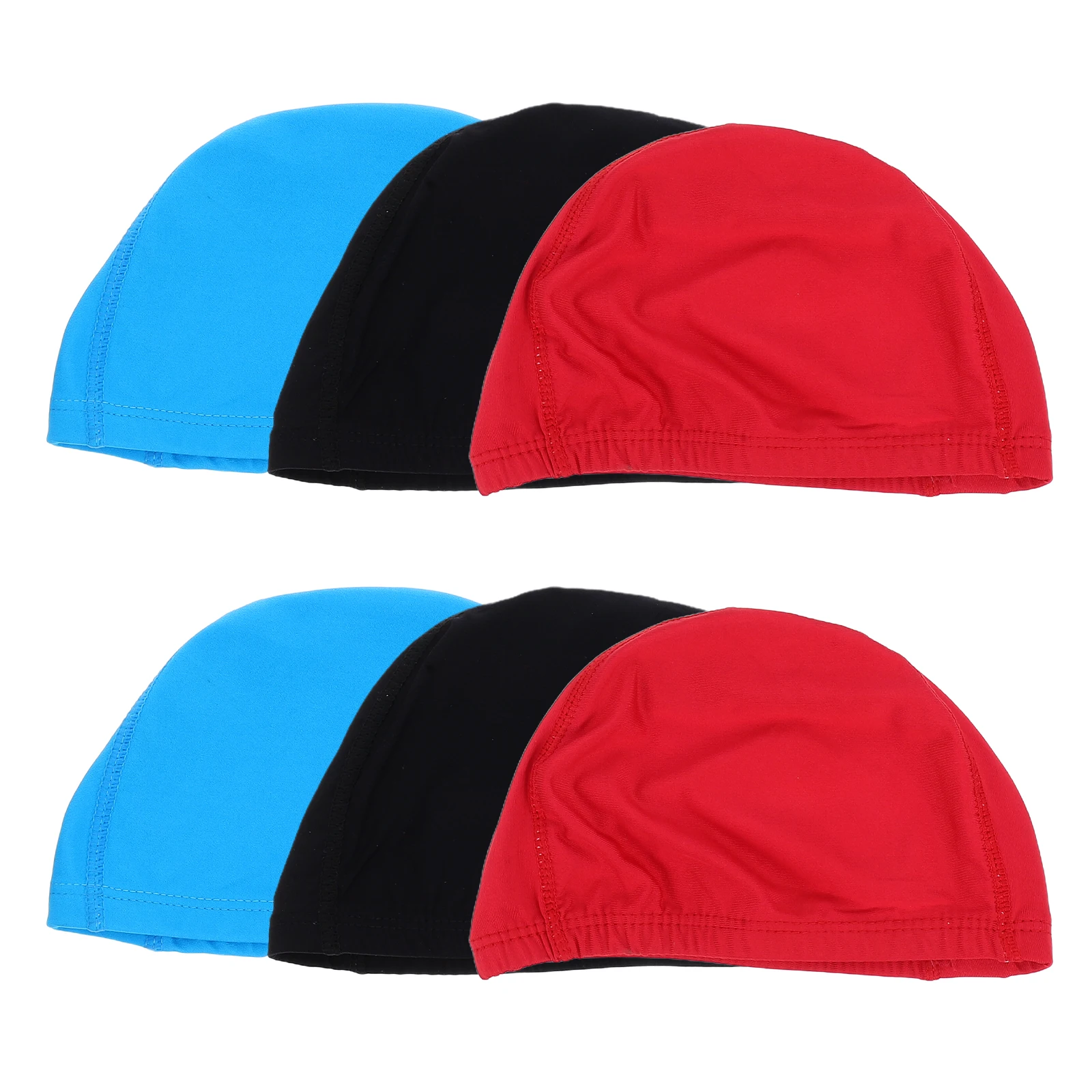 

6pcs Adult Swim Caps Elastic Comfortable Durable Nylon Material Fits All Pool Swimming Accessories Bathing Hats