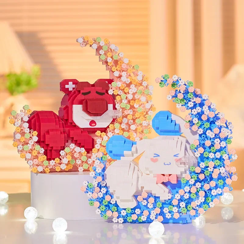 Sanrio микро строительные блоки Pochacco Kawaii Panda Cinnamoroll 3D модель DIY головоломка мини-кирпичи фигурки игрушки для рождественского подарка