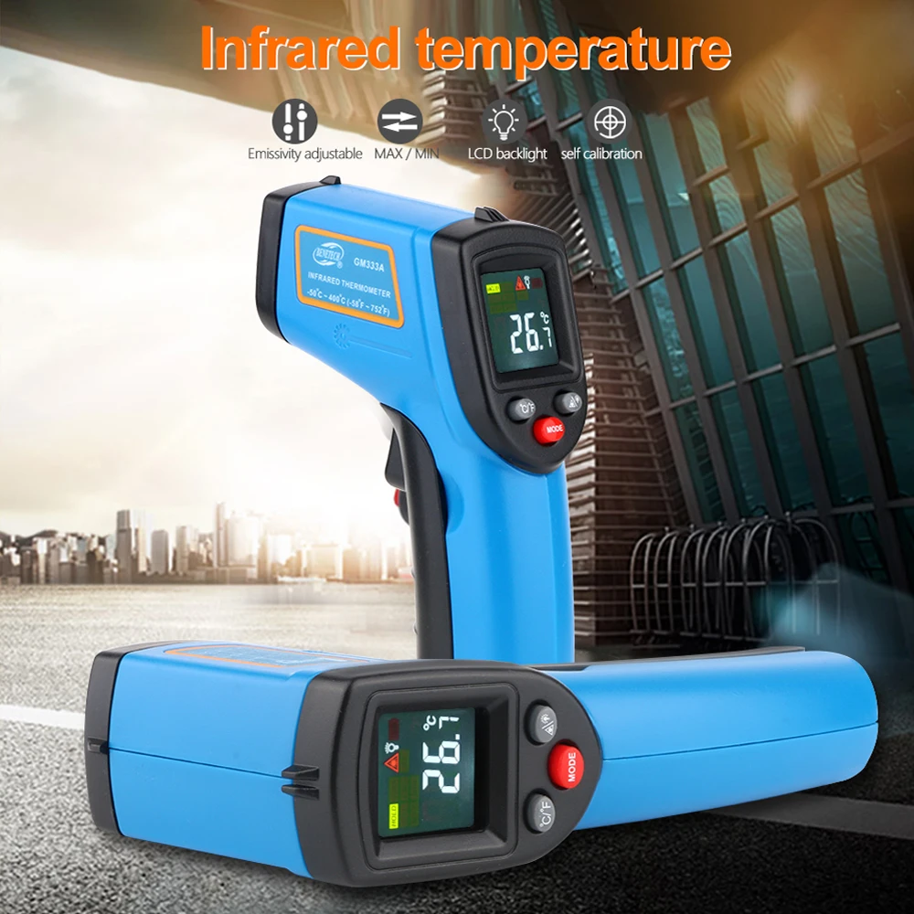 BENETECH GM termômetro Infravermelho Sem contato Pyrometer IR laser ponto gun IR Pyrometer termômetro-58 ~ 752 °F alta temperatura