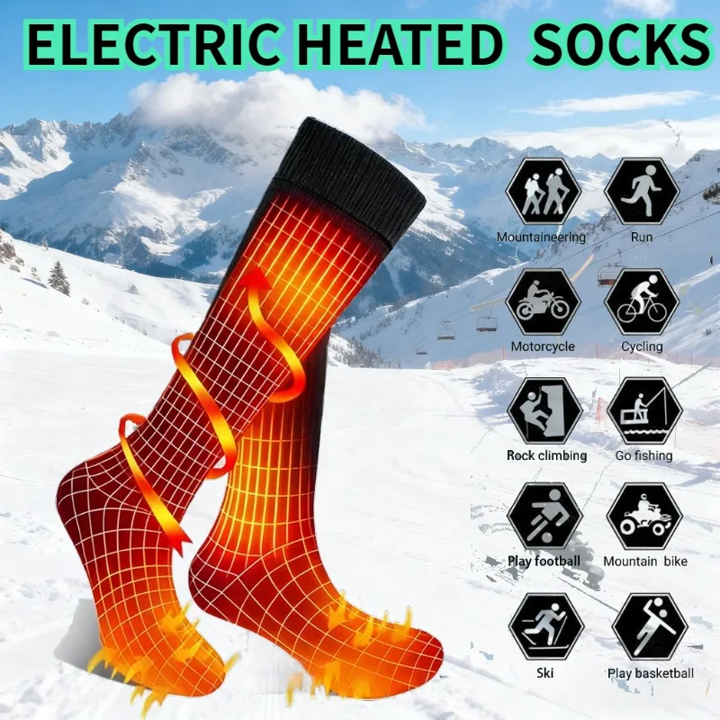 

Winter Elastic Comfortable Heating Socks 3 Gears Adjustable Electric Foot Warm For Hiking Skiing Fishing Camping