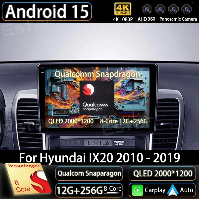 Автомобильный радиоприемник Android 15 для Hyundai IX20 2010-2019 MT AC GPS Мультимедийный плеер Navi Головное устройство Стерео 360 Камера Беспроводной Carplay Автомобильный радиоприемник Android 15 для Hyundai IX20 2010-2019 MT AC GPS Мультимедийный плеер Navi Головное устройство Стерео 360 Камера Беспроводной Carplay