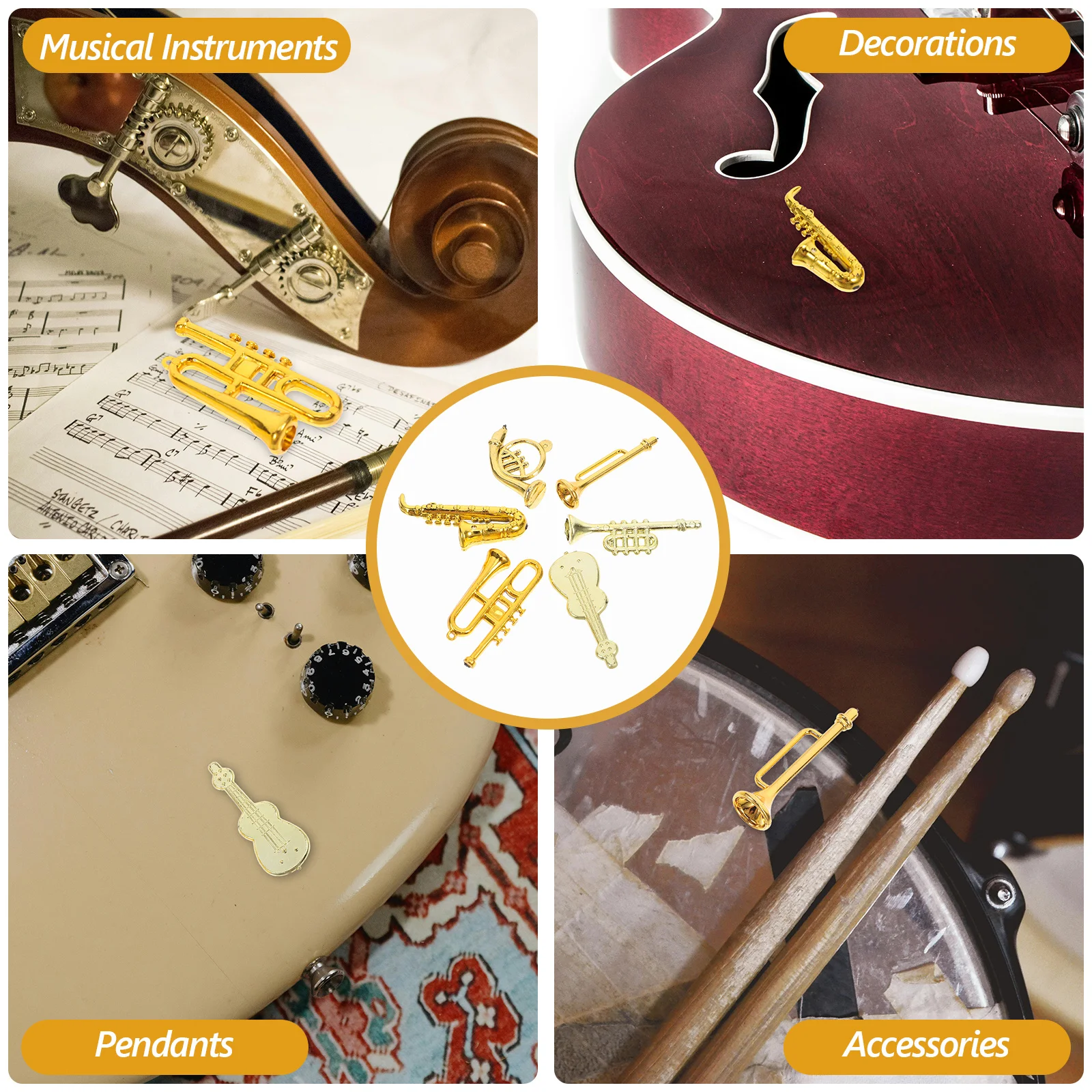 

24Pcs Small Instruments Kit Miniature Music Instruments for Xmas Decoration Christmas Party Favors DIY Craft Ornament Set