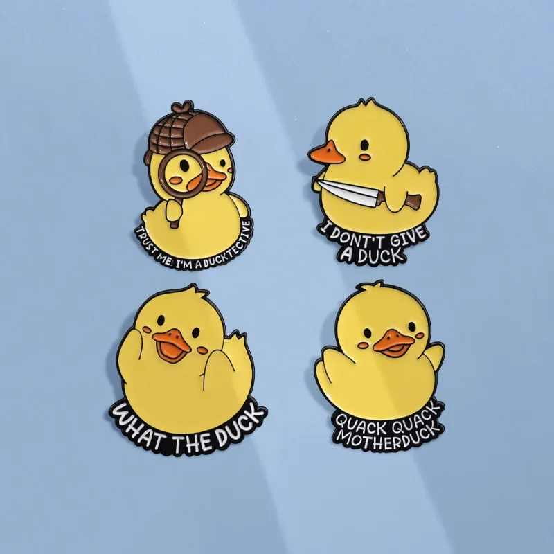 Trust Me I'm A Ducktective Enamel Pins Cute Cartoon Yellow Duck Brooches Lapel Backpack Badge Decor Jewelry Gifts for Friends