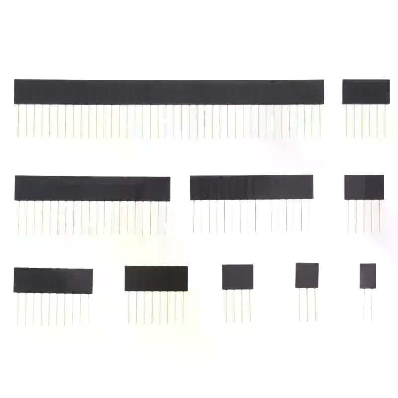 PCB Long Pin Header Female Socket 10Pcs 2.54mm Pitch 11mm Single Row for DIY Robotics Circuit Connection Projects