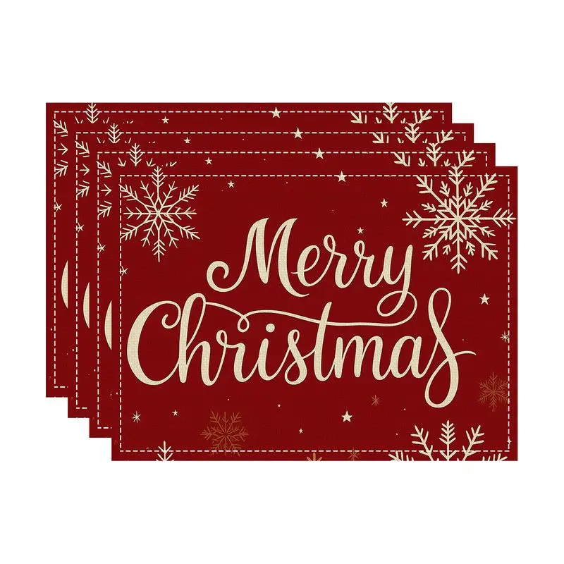VIKAMA Christmas Golden Snowflake Table Mat Waterproof and Insulated Table Mat Holiday Party Home Restaurant Table Decor Mat