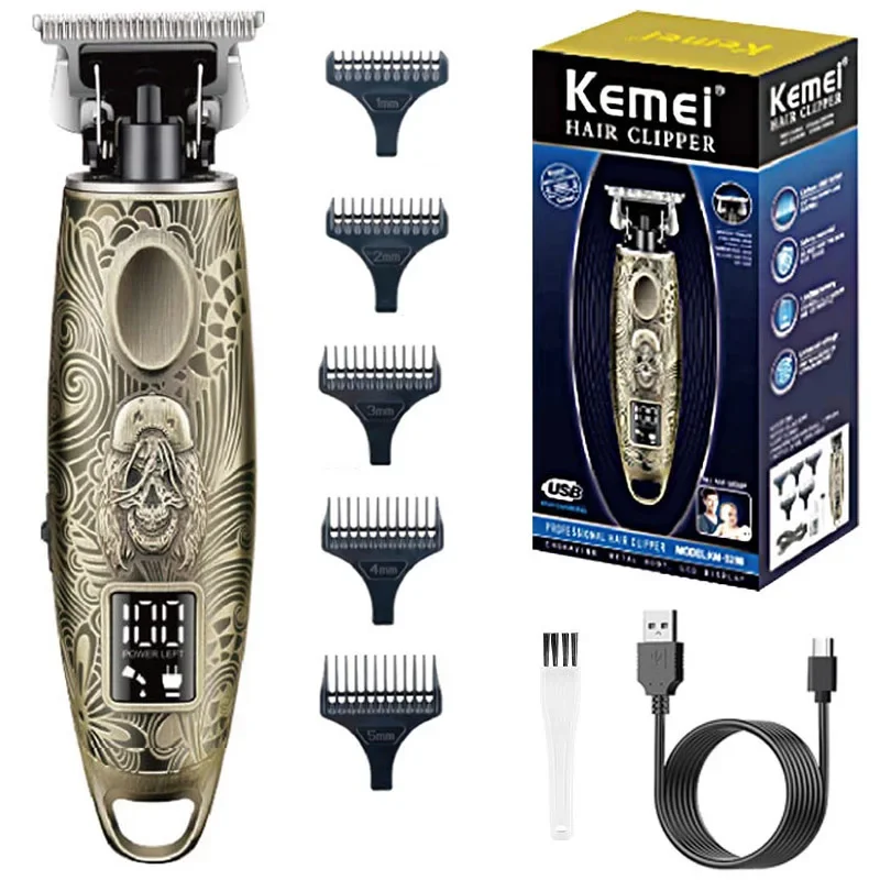 Kemei Metal zero outliner Blade Barber Hair Trimmer For Men Professional Beard Clipper Electric Haircut Machine Rechargeable