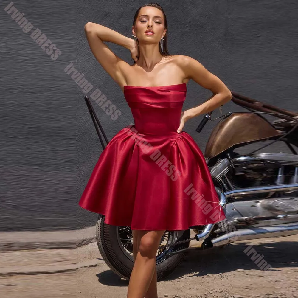 Customized Color Evening Dresses Off Shoulder Backless Women's Wedding Guest Dresses Ruffles A Line Knee Length Prom Party Gowns
