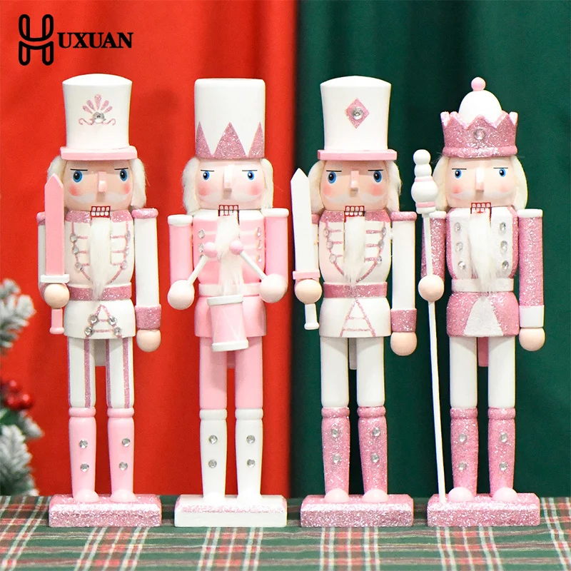 25/30cm Candy Series Wooden Nutcracker Ornament Soldier Statues Handcraft Doll Toy Home Office Decoration Statues Christmas Gift