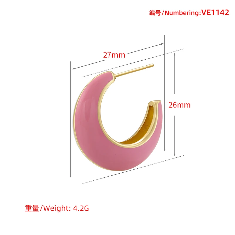 ZHUKOU Double colors enamel stud earrings for women Brass gold plated X shape hoop earrings 2024 Spring Jewelry Trends VE1143