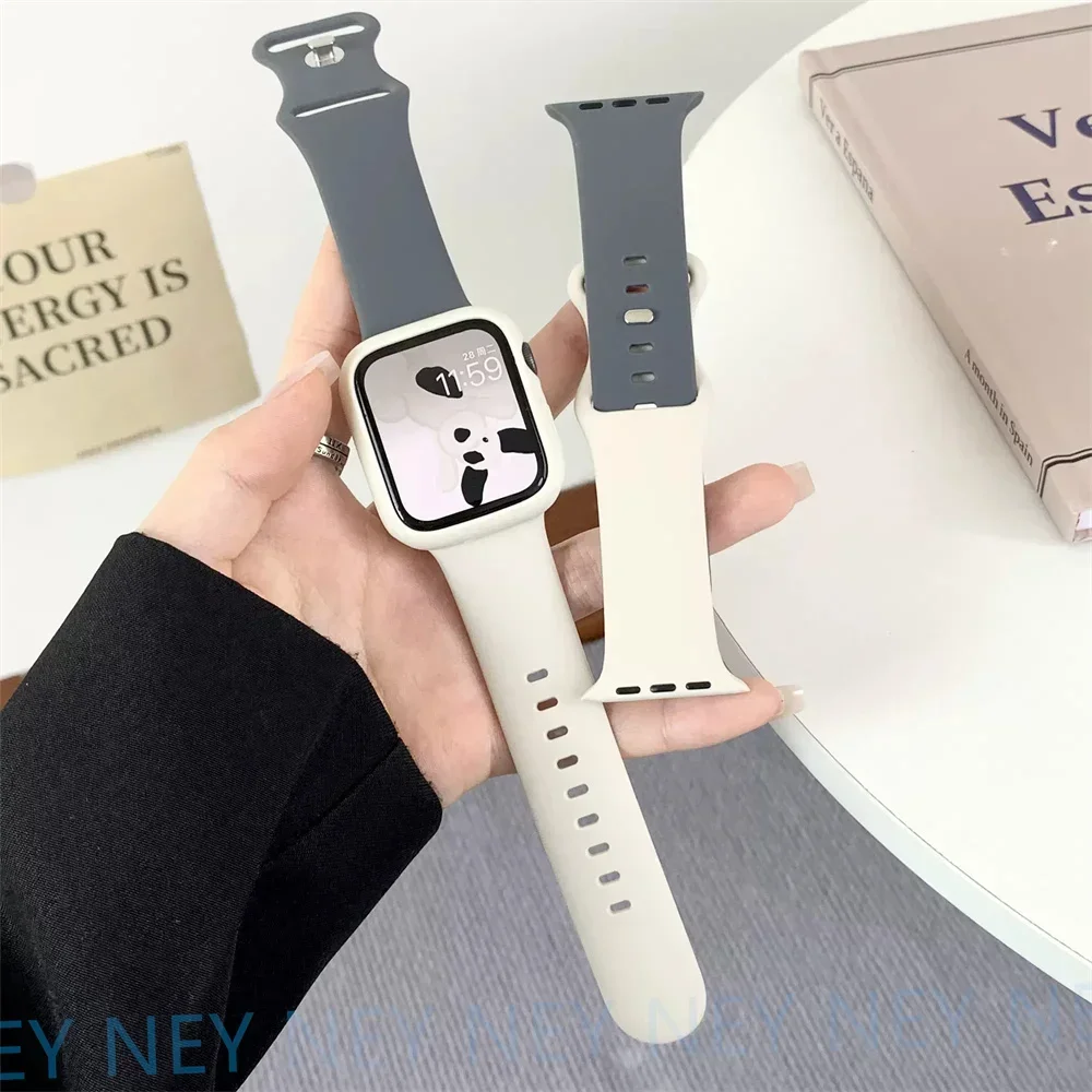Cinturino in silicone per cinturino Apple Watch 44mm 40mm 45mm 41mm 42-46mm braccialetto sportivo iwatch serie 10 8 7 se 4 5 6 9 ultra 2 49mm