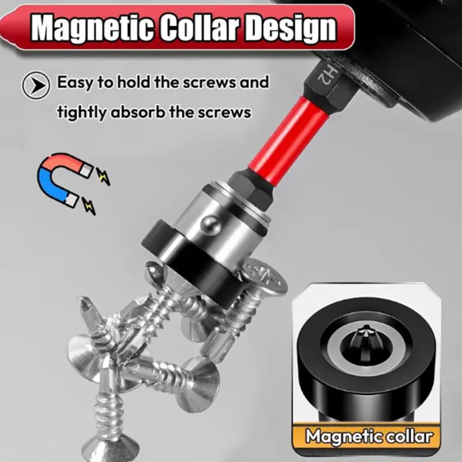 

5 Pcs Magnetic Driver Attachment Drywall Drill Bit Magnetic Screw Fastener for Plasterboard Concrete Masonry Cement Porcelain