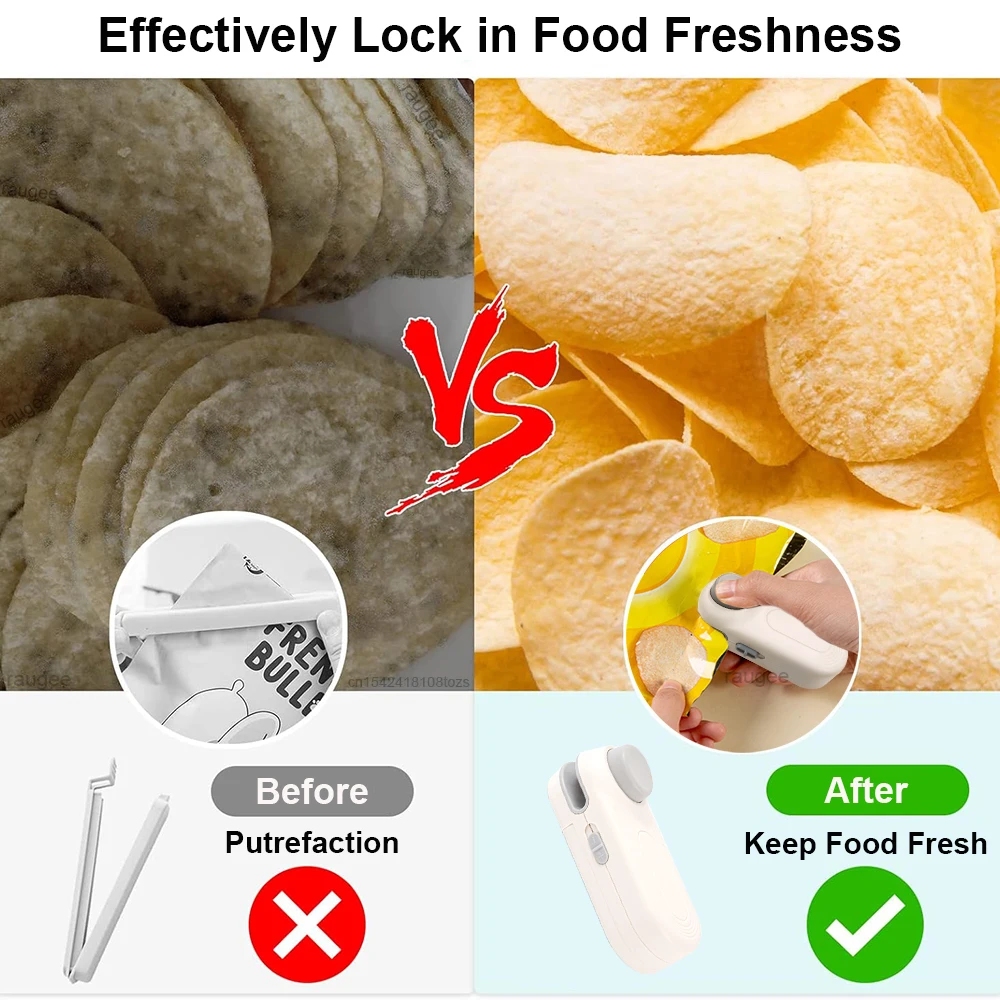 Mini máquina de selagem de sacos de calor, selador de pacotes, selador de alimentos de plástico térmico, mini máquina portátil de selagem de alimentos