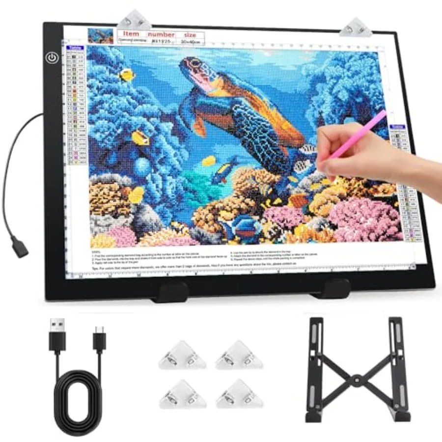 

A3 Light Pad for Diamond Painting Kit4800Lux Super Bright 5mm Ultra Thin Diamond Art Light Board with Stand and Clip 3 Levels D