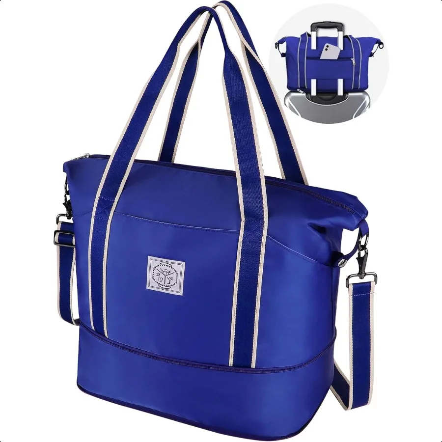 

Travel Duffel Bag Weekender Overnight Carry On Bag Women Men Foldable Waterproof Gym Lage with Metal Buckle Strap