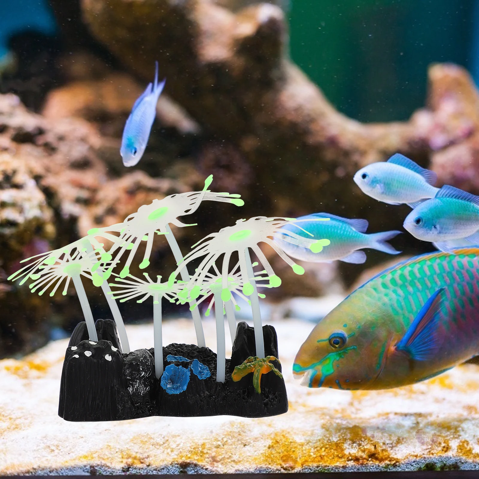 

Aquarium Decorations Luminous Water Plants Ornament Anemones for Fish Tank Sea