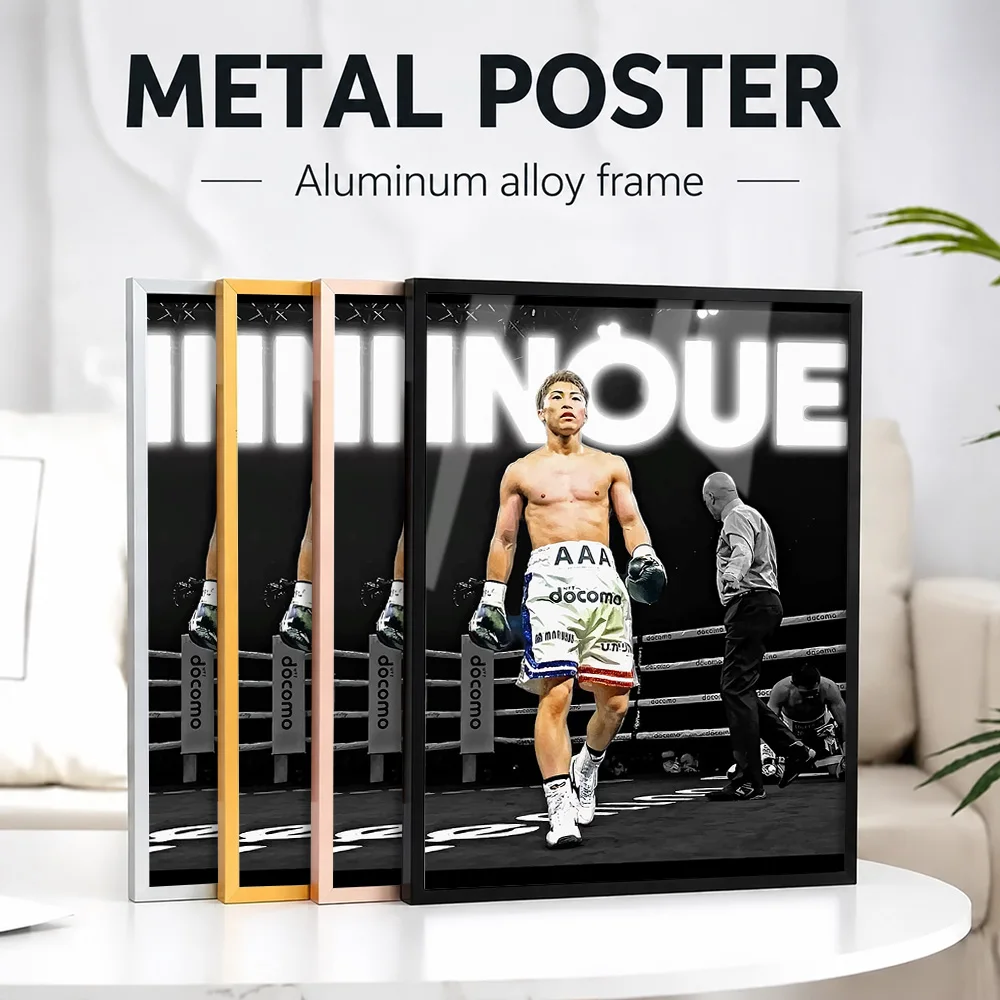 Boxing Match: Inoue Naoya Metal Poster With Aluminum Alloy Frame Personalized Photo Fight Style Wall Art For Gym Champion Gift