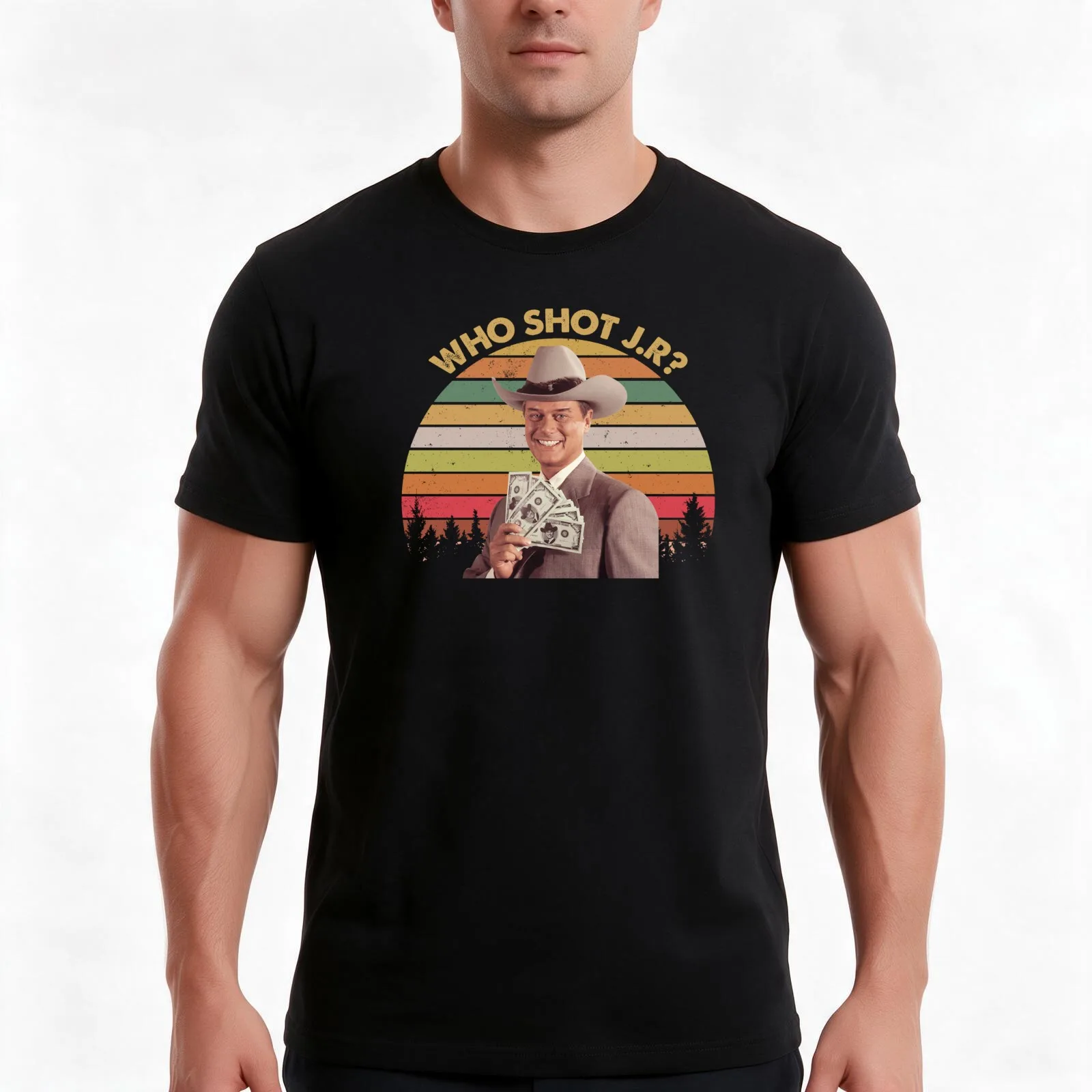 Who Shot J R Shirts J. R. Ewing Dallas Shirt Movie Poster Gifts Funny Shirts Custom Shirt 70s Vintage Retro Movie T T-Shirt