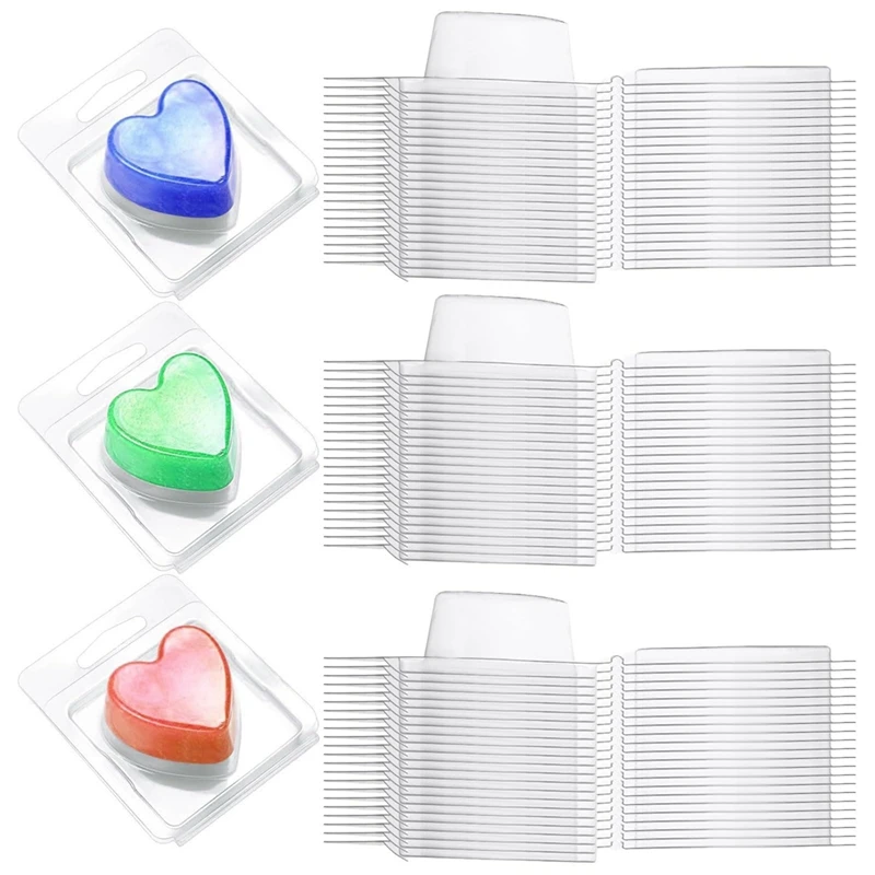 150 Packs Wax Melts Containers, Wax Melt Single Square Clamshell Mold Clear Single Square, Empty Plastic Wax Melt Mold Durable